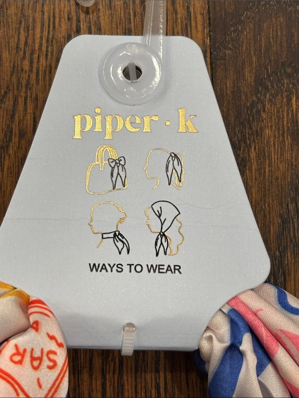Piper K Printed Silk Scarf - Pastel Blue, Yellow, Pink